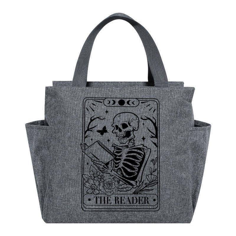 Insulated Lunch Bag Skeleton Reading Print Portable Thick Cooler Box