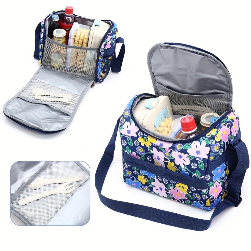 Large Capacity Crossbody Lunch Bag Insulation Cold Handheld Picnic Bag 8 Colors