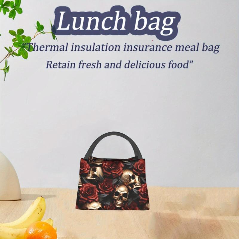 Skull & Rose Cooler Bag Insulated Durable Polyester Portable Lunch