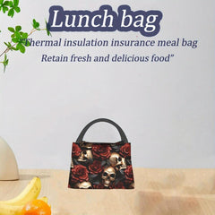 Skull & Rose Cooler Bag Insulated Durable Polyester Portable Lunch
