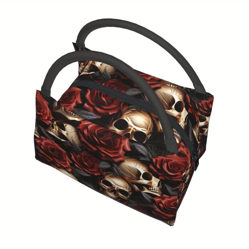 Skull & Rose Cooler Bag Insulated Durable Polyester Portable Lunch
