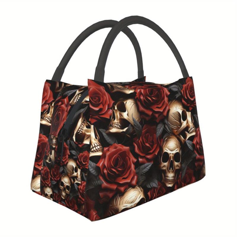 Skull & Rose Cooler Bag Insulated Durable Polyester Portable Lunch