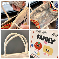 Cartoon Insulated Lunch Bag Durable Bento Box Carrier with Cat NICE