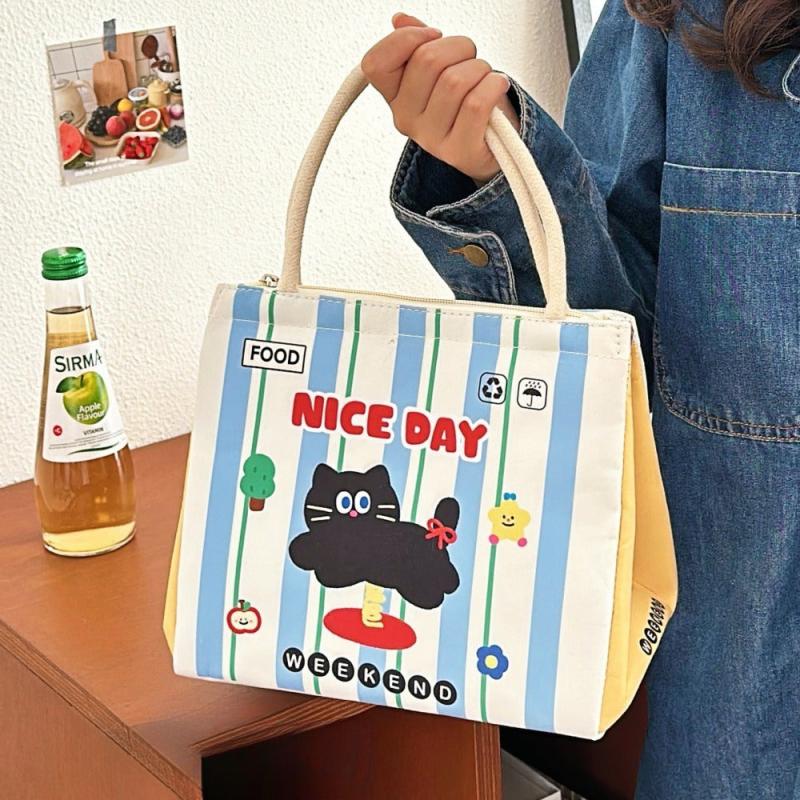 Cartoon Insulated Lunch Bag Durable Bento Box Carrier with Cat NICE