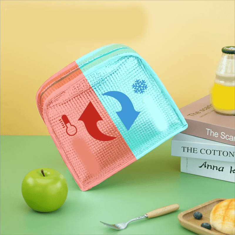 Pink Insulated Lunch Bag with Bear Zipper Closure