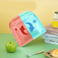 Pink Insulated Lunch Bag with Bear Zipper Closure