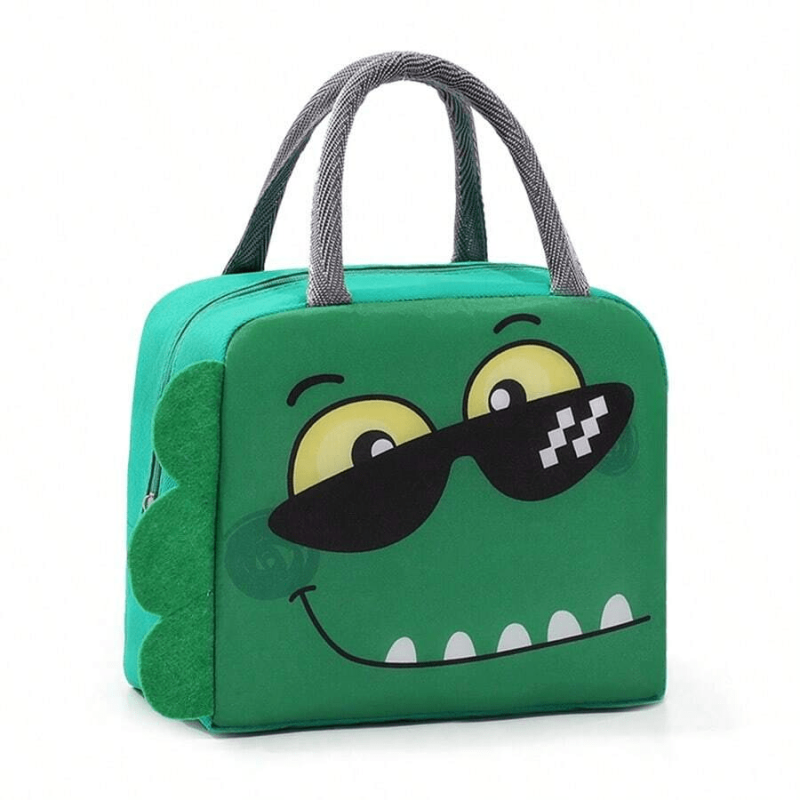 Pink Insulated Lunch Bag with Bear Zipper Closure