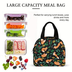 Insulated Lunch Bag with Shoulder Strap & Zipper, Hand Washable Polyester