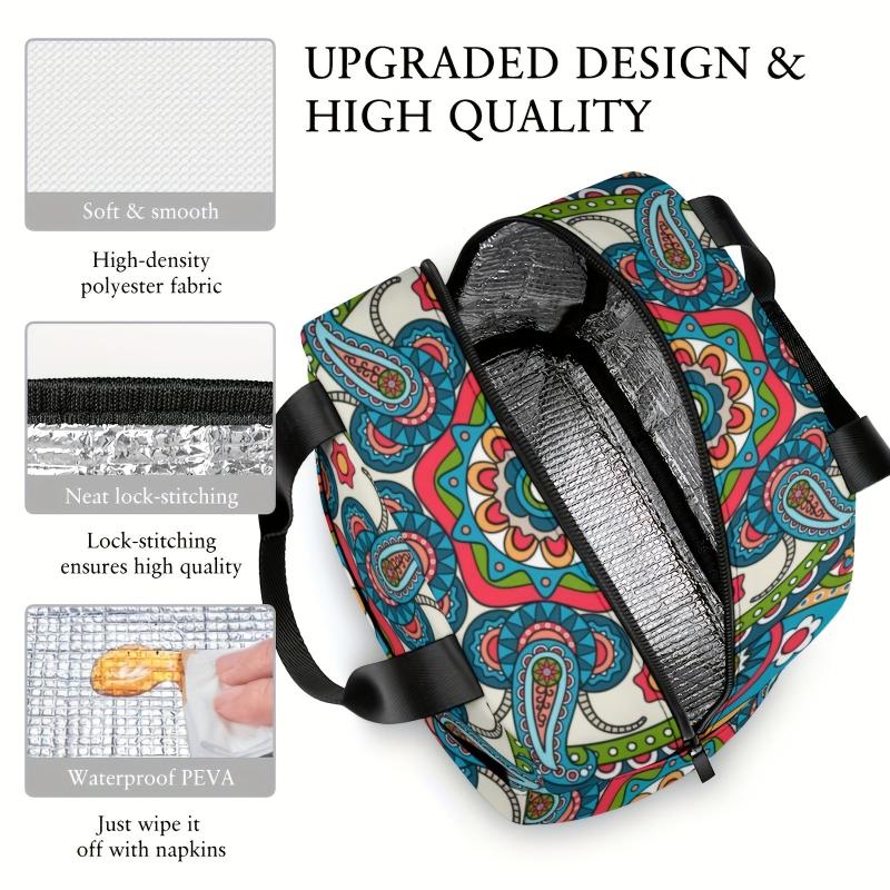 Insulated Lunch Bag with Shoulder Strap & Zipper, Hand Washable Polyester