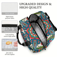 Insulated Lunch Bag with Shoulder Strap & Zipper, Hand Washable Polyester