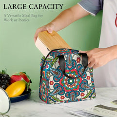 Insulated Lunch Bag with Shoulder Strap & Zipper, Hand Washable Polyester