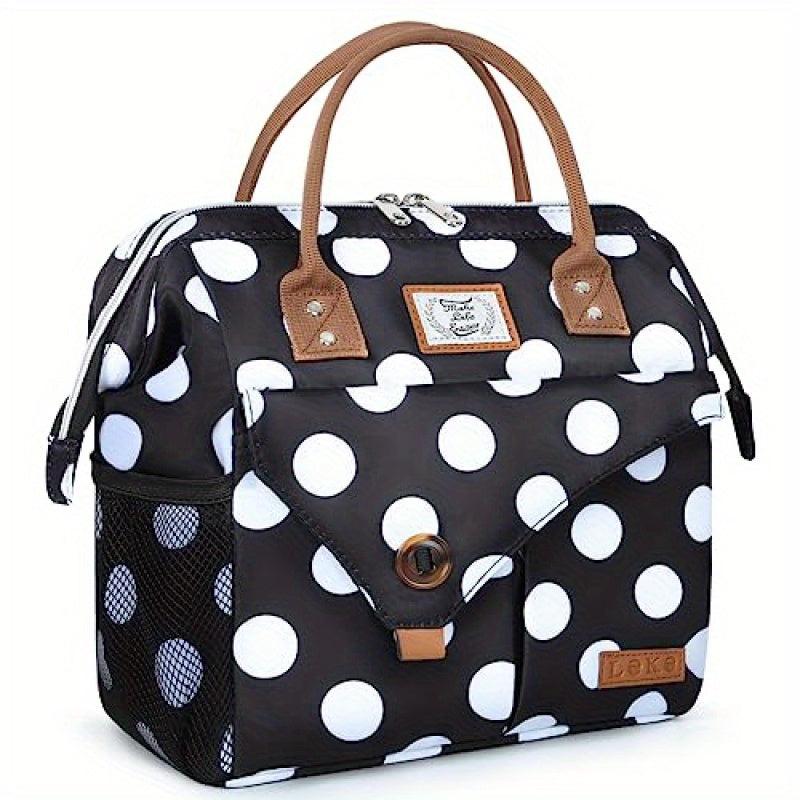 10L Insulated Lunch Bag for Women Big Dots