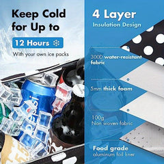 10L Insulated Lunch Bag for Women Big Dots