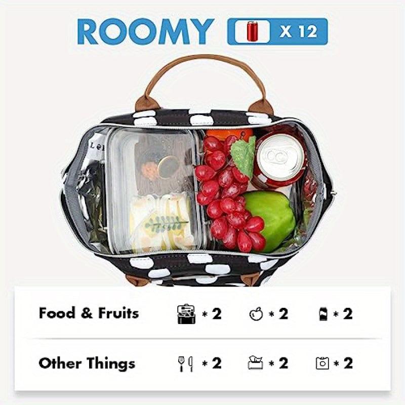 10L Insulated Lunch Bag for Women Big Dots