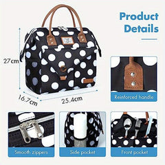 10L Insulated Lunch Bag for Women Big Dots