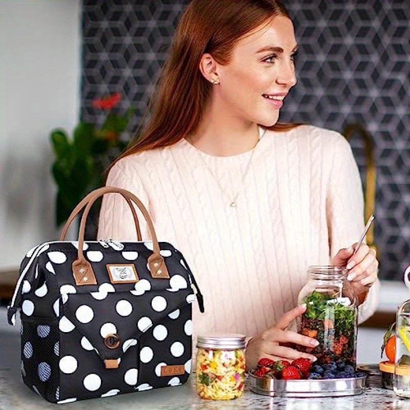 10L Insulated Lunch Bag for Women Big Dots