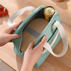 Large Capacity Insulated Yellow Lunch Bag with Happy Face Design