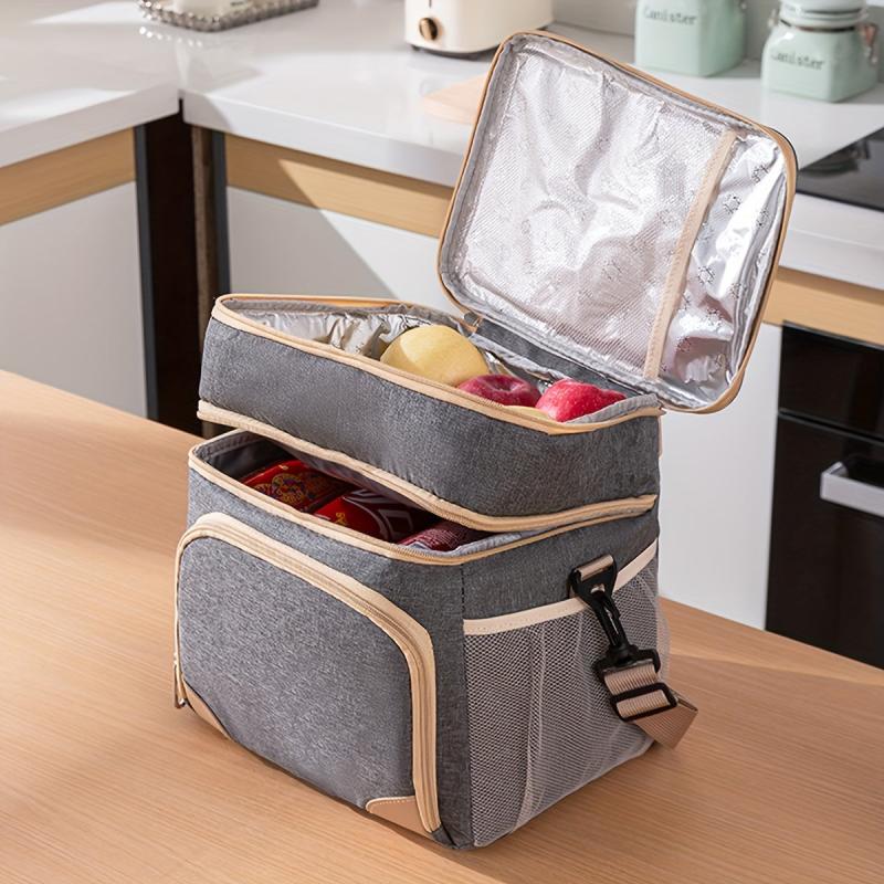 Insulated Leakproof Lunch Bag Double Compartment Waterproof Cooler Bag