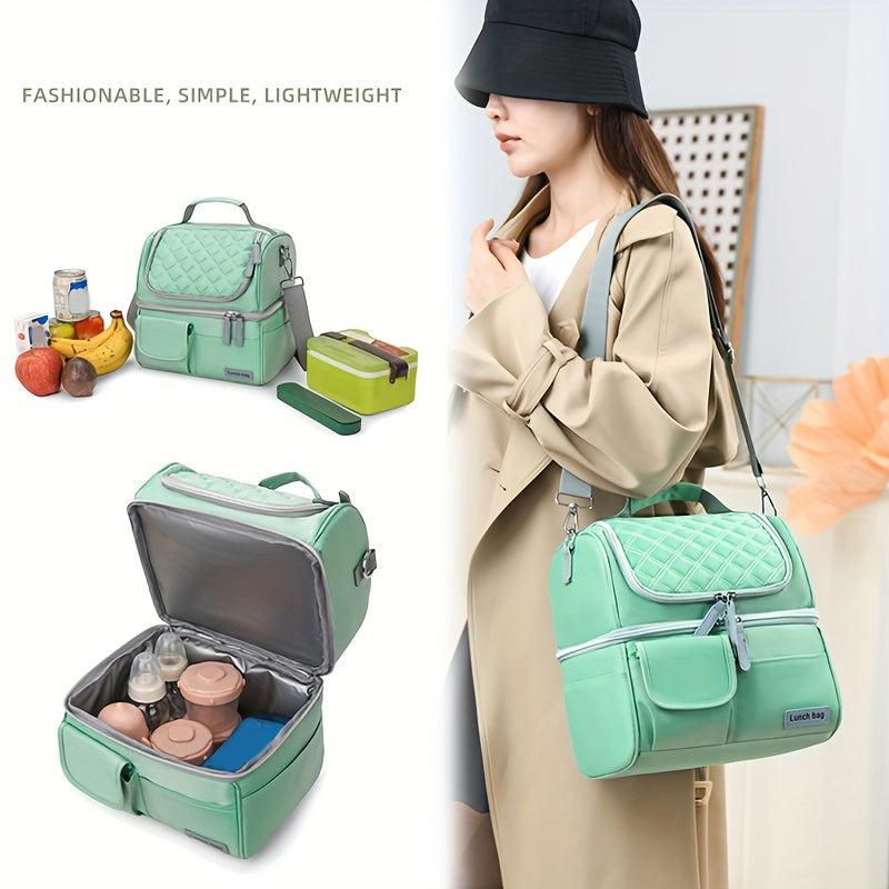 Large Capacity Insulated Lunch Bag with Shoulder Strap
