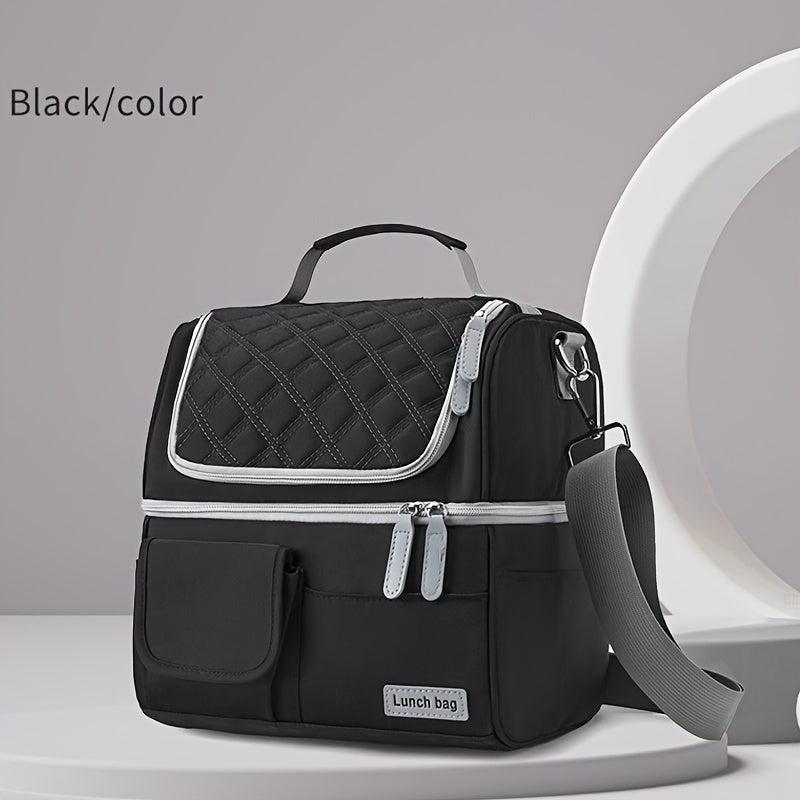 Large Capacity Insulated Lunch Bag with Shoulder Strap