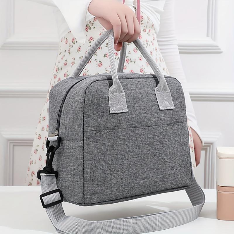 Large Insulated Lunch Bag with Aluminum Foil Zippered Bento Box Tote