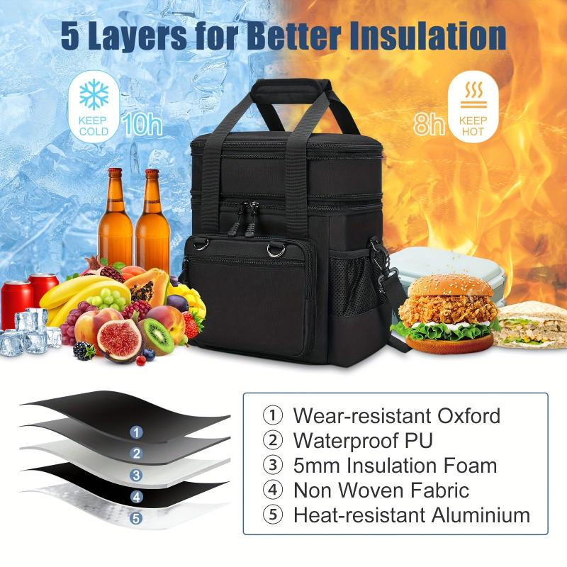 Large Capacity Double Layered Lunch Bag for Work Travel