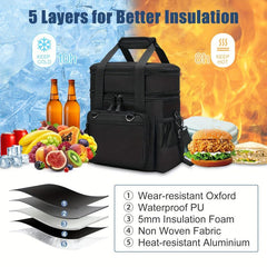 Large Capacity Double Layered Lunch Bag for Work Travel