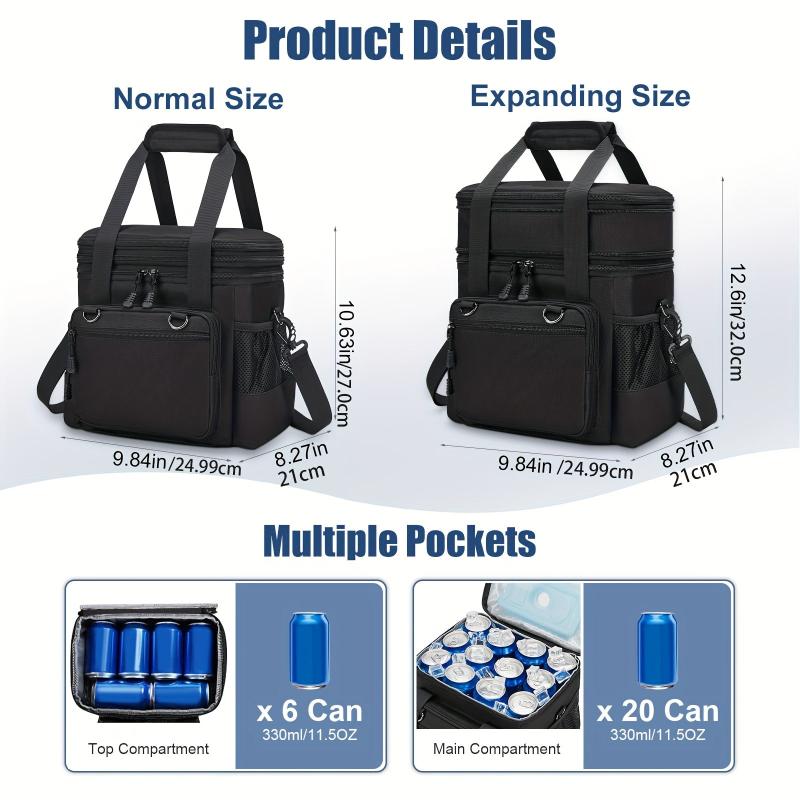 Large Capacity Double Layered Lunch Bag for Work Travel
