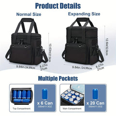 Large Capacity Double Layered Lunch Bag for Work Travel