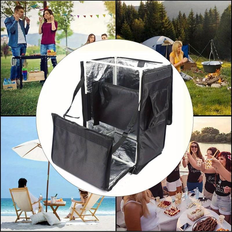 42L Insulated Food Backpack Thermal Cooler Bag Reflective Strips Durable Plastic