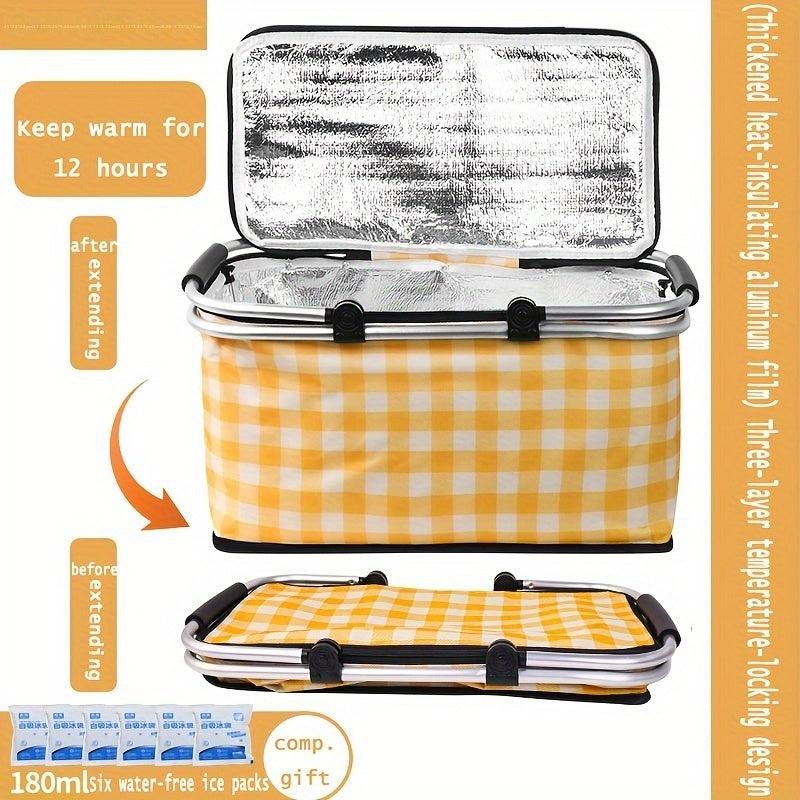 Portable Insulated Backpack Cooler Bag Food Storage Basket