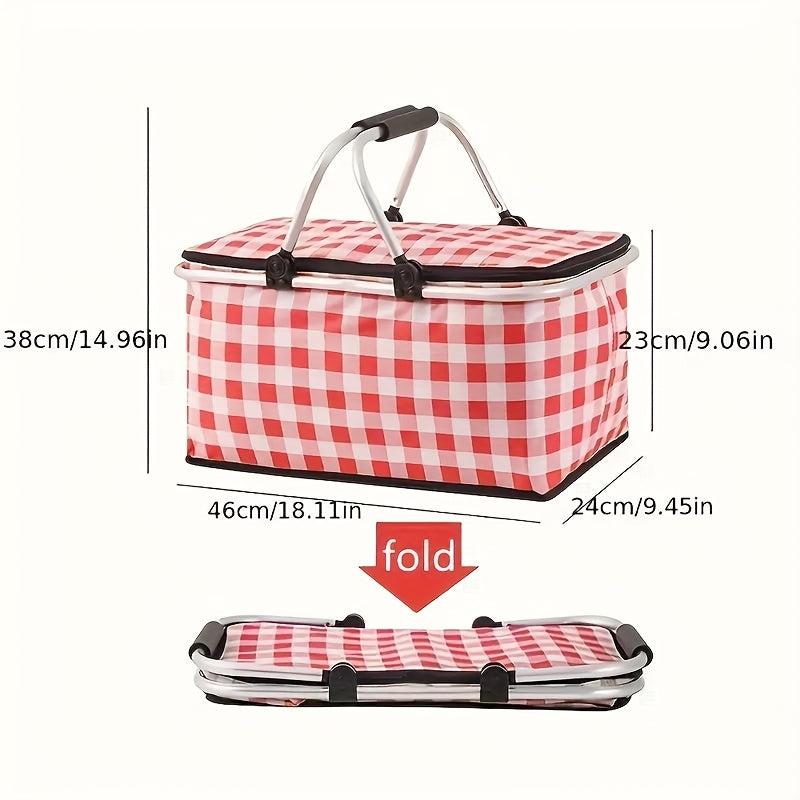 Portable Insulated Backpack Cooler Bag Food Storage Basket