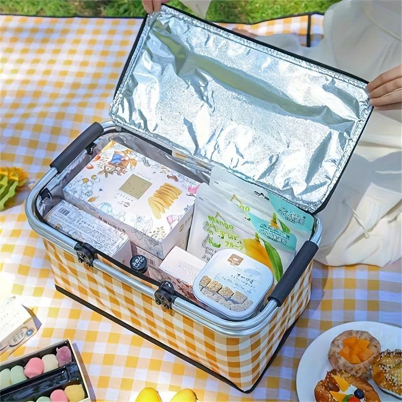 Portable Insulated Backpack Cooler Bag Food Storage Basket