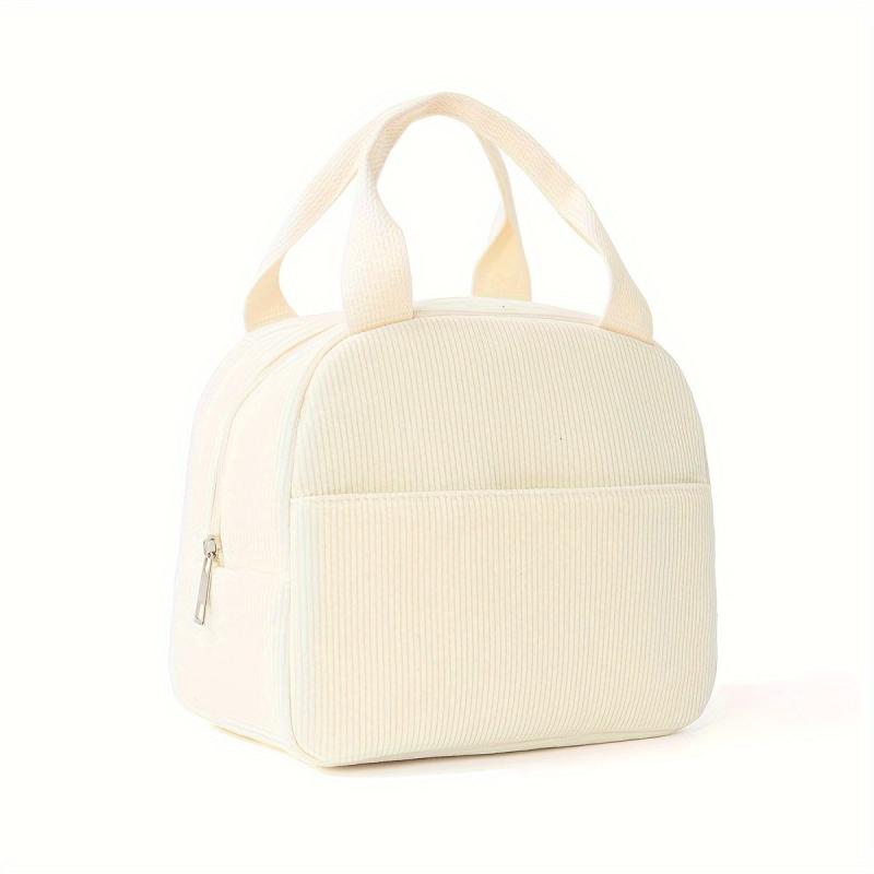 Corduroy Insulated Reusable Thermal Tote Leakproof Zip Closure