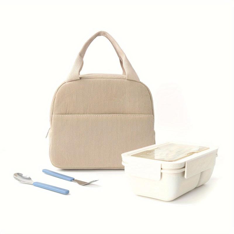 Corduroy Insulated Reusable Thermal Tote Leakproof Zip Closure