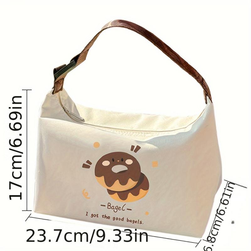 Cartoon Donut Insulated Lunch Bag for Students and Commuting
