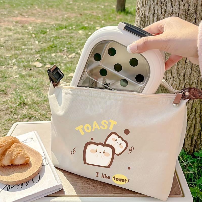 Cartoon Donut Insulated Lunch Bag for Students and Commuting