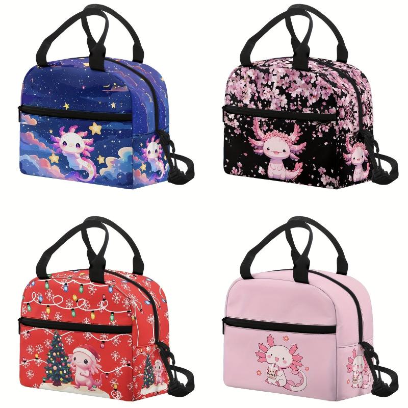 Axolotl Print Large Capacity Foldable Handbag for School or Work