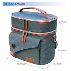 AJIGA Insulated Lunch Bag Double Deck Cooler Tote Gray