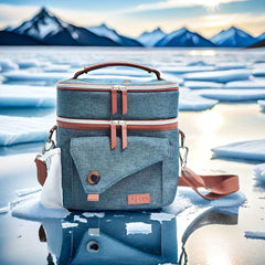 AJIGA Insulated Lunch Bag Double Deck Cooler Tote Gray