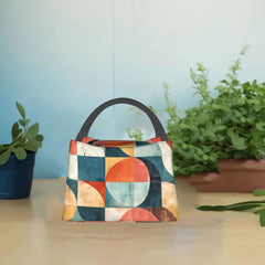 Geometric Pattern Insulated Cooler Bag - Portable Reusable Lunch Tote