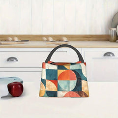 Geometric Pattern Insulated Cooler Bag - Portable Reusable Lunch Tote