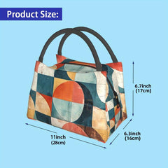 Geometric Pattern Insulated Cooler Bag - Portable Reusable Lunch Tote