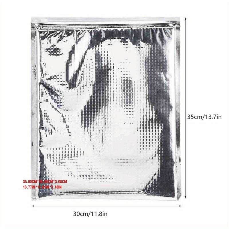 5pcs Aluminum Foil Insulated Food Storage Bag Thermal Cooler Silver