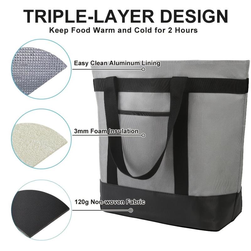 Insulated Reusable Tote Ice Bag 17 inch Grey