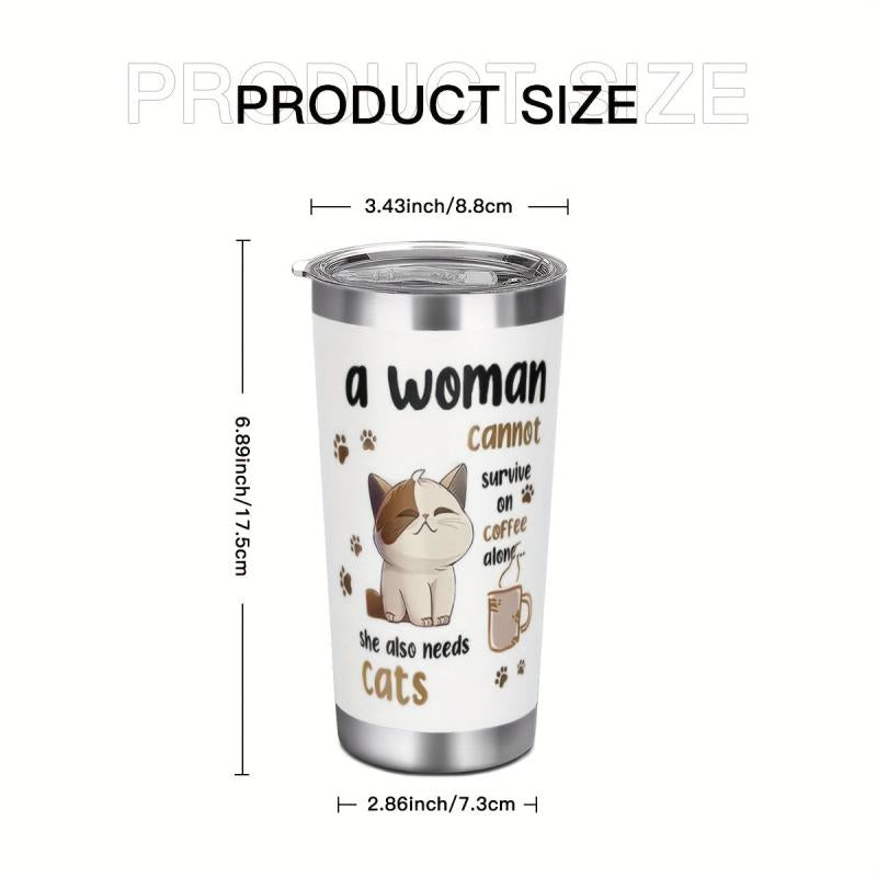 20oz Stainless Steel Travel Mug Cat Hand Wash Reusable Coffee Tumbler