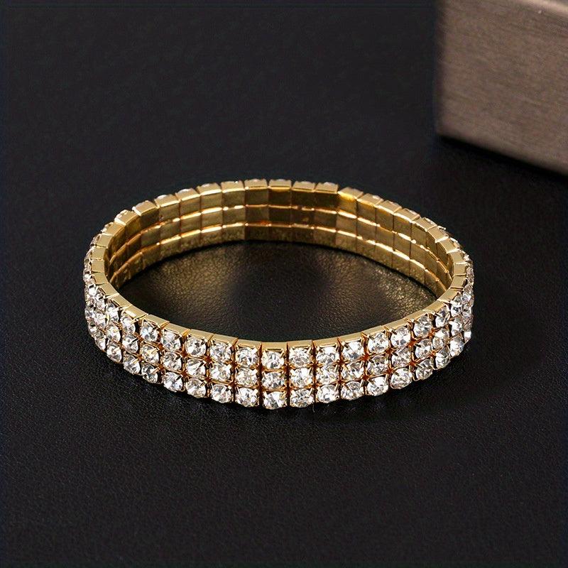 Elegant Diamond Inlay Elastic Bracelet