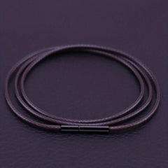 Men's 3mm Wax Leather Cord Necklace with Stainless Steel Buckle