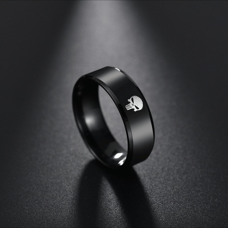 Titanium Stainless Steel Men's Skull Finger Ring Punk Jewelry