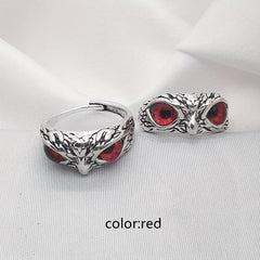 Owl Devil's Eye Ring Retro Creative Exaggerated Animal Opening Adjustable Finger